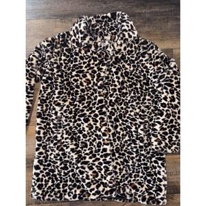 Coffee Shop Leopard Print Coat w/Satin Interior Size XL Animal Print Faux Fur